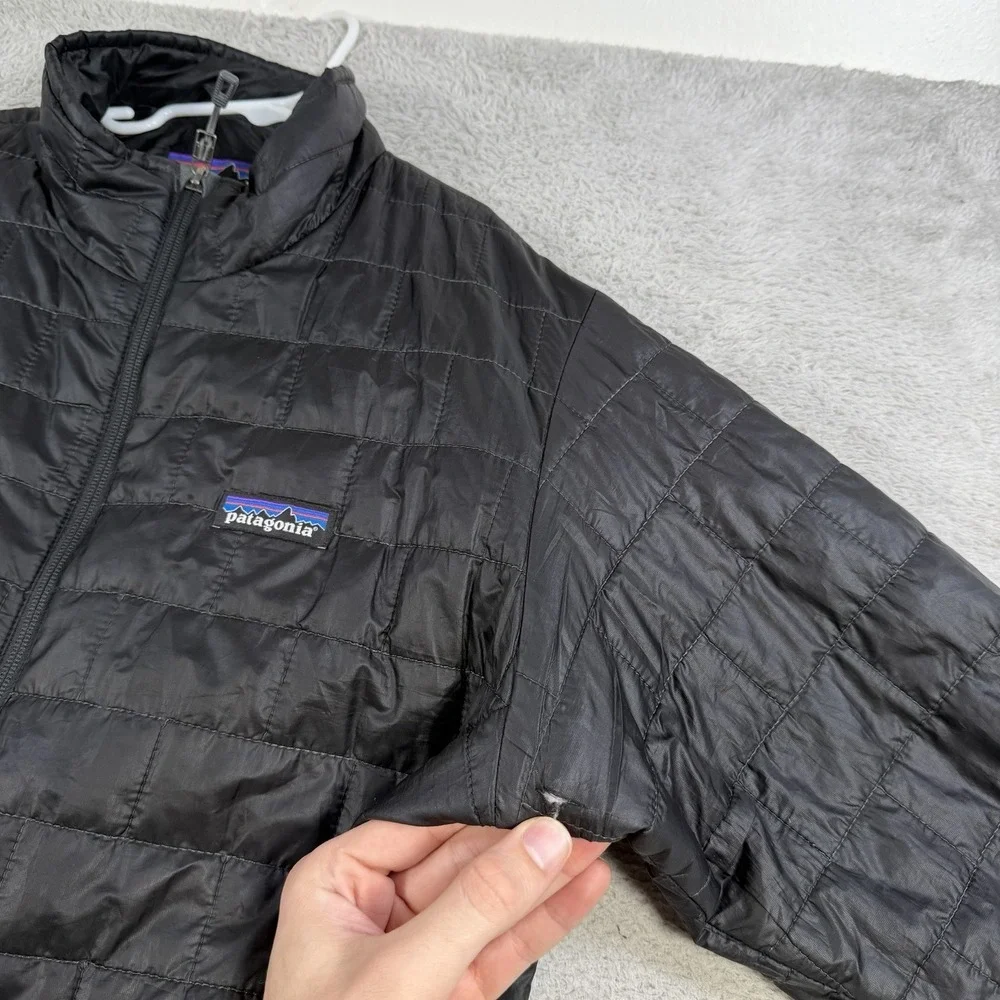 Patagonia Jacket Mens Medium Black Nano Puff Primaloft Insulated Full Zip